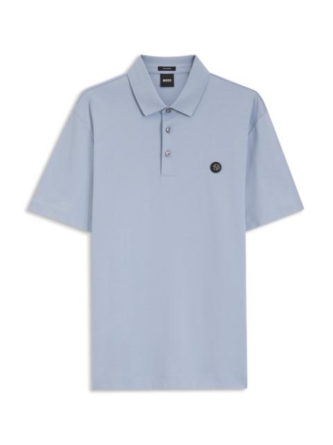 BOSS MERCERIZED-COTTON POLO SHIRT WITH DOUBLE B MONOGRAM