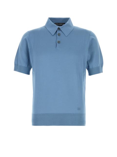 Dolce & Gabbana Air force blue silk polo shirt