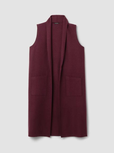 EILEEN FISHER Lightweight Boiled Wool Shawl Collar Vest in Regenerative Wool