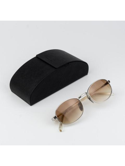 Prada Prada Women Sunglasses Silver Brown Gradient Oval PRB53S 1BC80K NEW AUTHENTIC