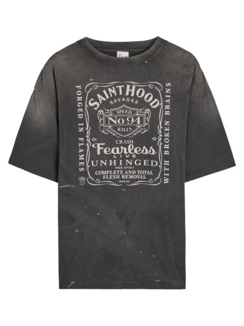 SAINT M×××××× Saint Mxxxxxx Fearless Printed Distressed Cotton T-shirt