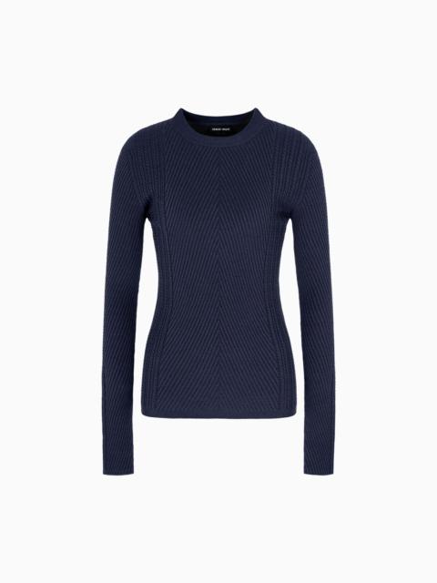 GIORGIO ARMANI CREW-NECK RIBBED JUMPER IN VIRGIN WOOL