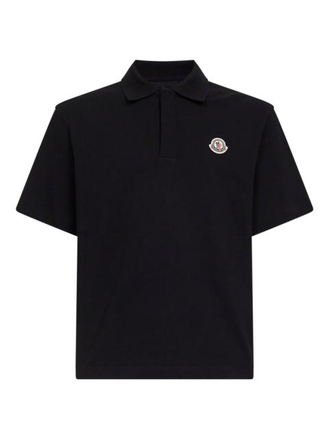 Moncler Moncler Men Black Cotton Pique Logo Polo Shirt