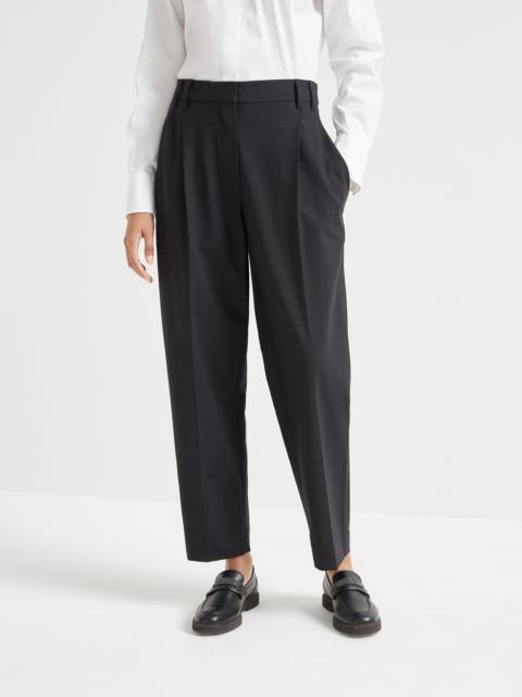 Brunello Cucinelli Tropical luxury wool slouchy trousers with monili