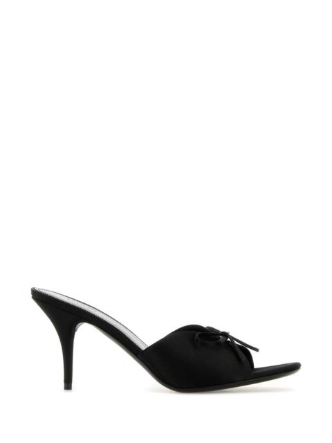 Balenciaga Women Black Satin Knife Bow Mules