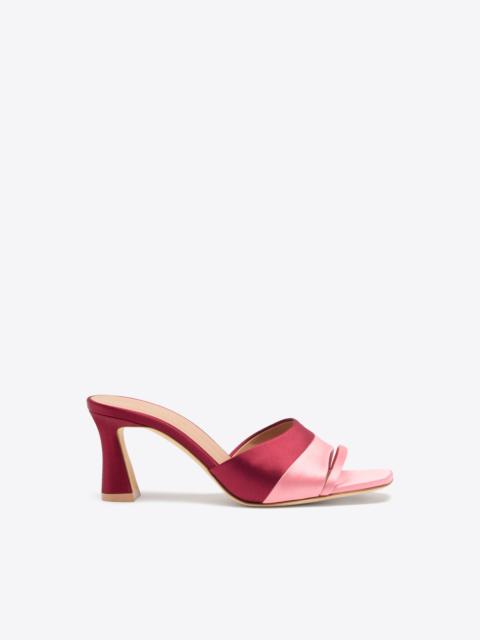 MALONE SOULIERS Roxanne 70 Burgundy & Pink Satin Heeled Sandals