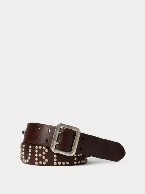 RRL by Ralph Lauren Studded-Logo Leather Belt