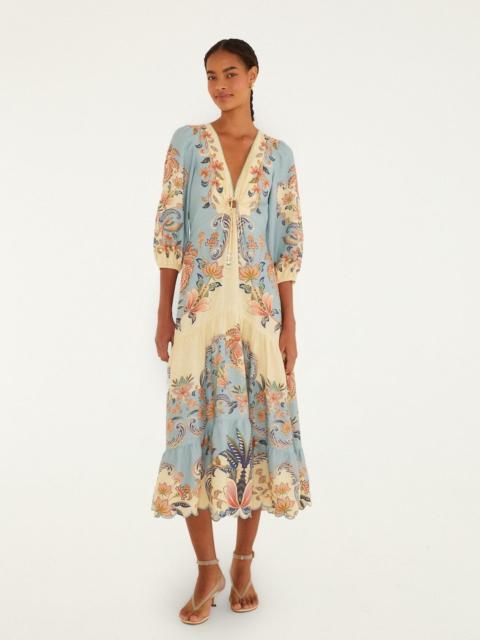 FARM RIO Butter Yellow Boho Beauty Lenzing Ecovero Euroflax Maxi Dress