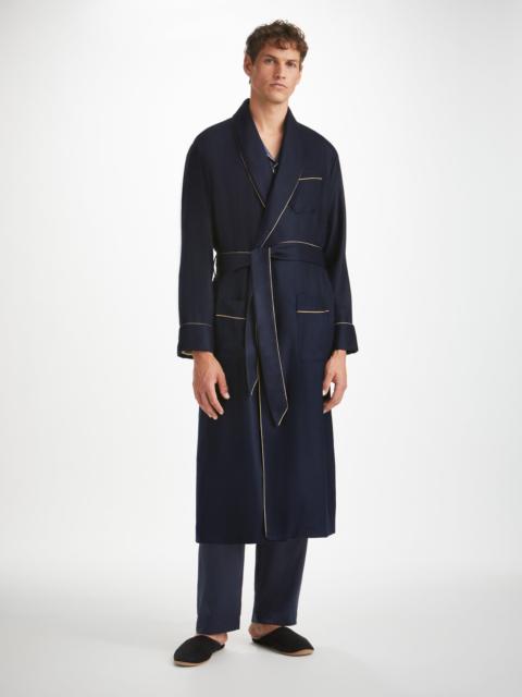 Derek Rose Men's Dressing Gown Duke Cashmere Navy