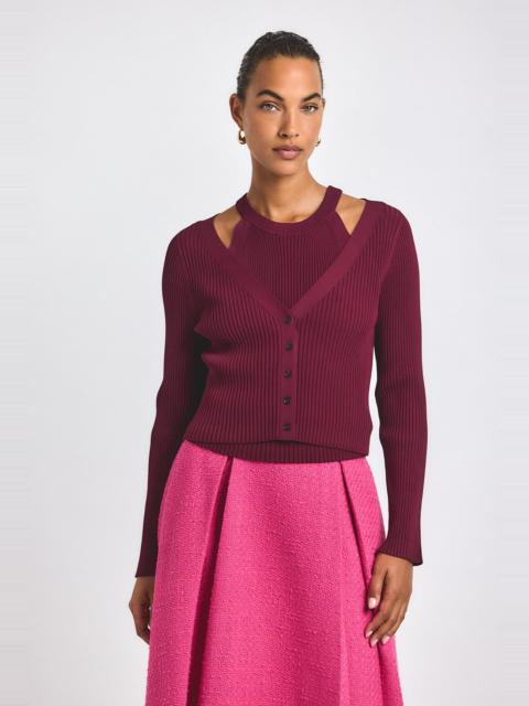 DEREK LAM 10 CROSBY LONNIE VISCOSE KNIT LAYERED CARDIGAN