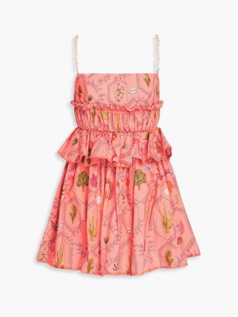 Agua by Agua Bendita Salvador embellished ruffled printed cotton mini dress
