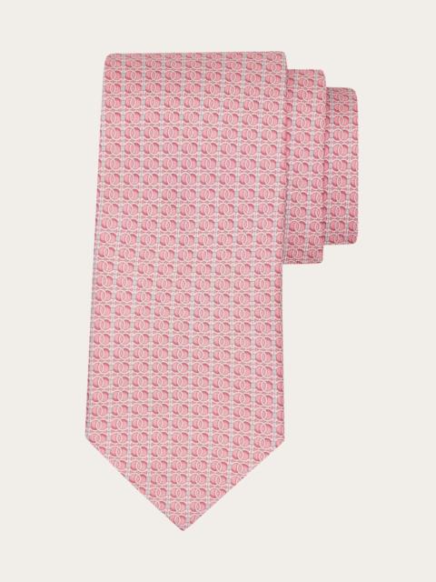 FERRAGAMO Gancini chain print silk tie