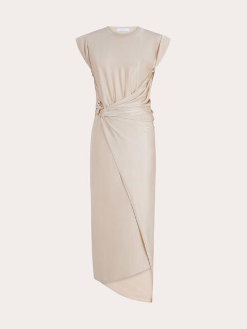 rabanne Asymmetric Draped Satin-Jersey Midi Dress