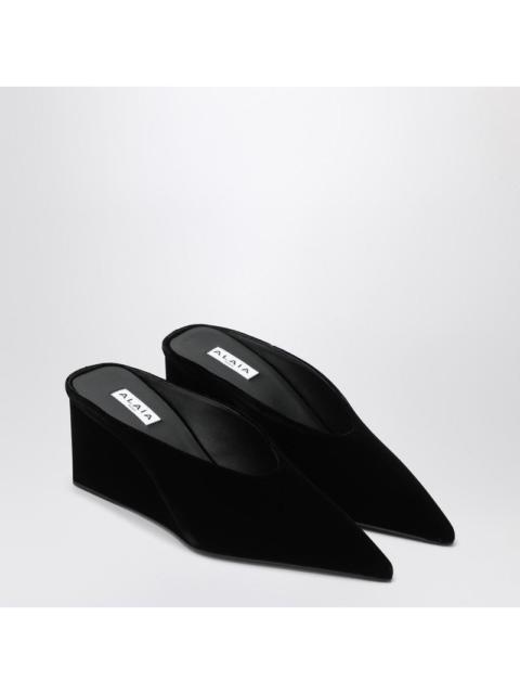 Alaïa Alaia Black Velvet Cube-Heeled Mule Women