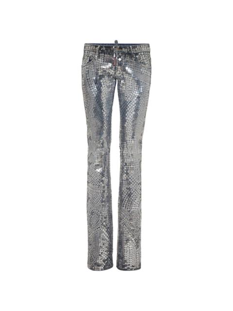 sequin-embellished denim jeans