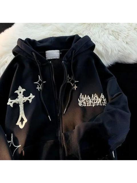 Japanese Brand - Cross Embroidery Hoodies
