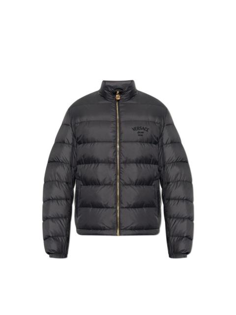 VERSACE VERSACE Black Stand-Up Collar Puffer Jacket New & Authentic