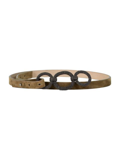 Brunello Cucinelli Suede Thin Belt With Monili