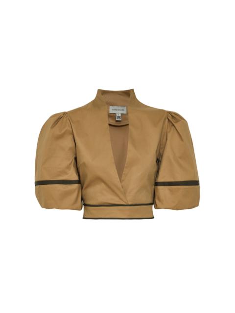 ANDRES OTALORA El Tigre Puff-Sleeve Cotton-Blend Blouse brown