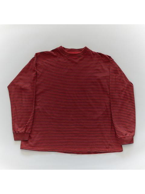 Other Designers Vintage - VINTAGE Red and Navy Striped Long Sleeve T-Shirt 1991