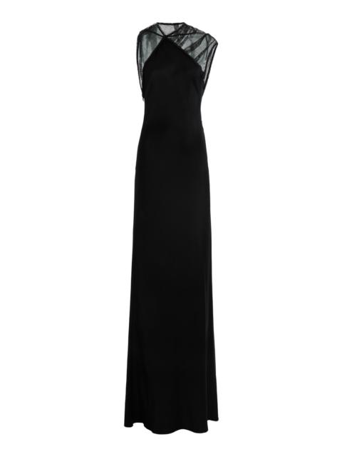 Victoria Beckham Mesh Detail Gown black