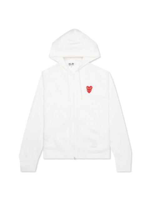 Comme des Garçons PLAY WOMEN'S STACKED HEART HOODED SWEATSHIRT - WHITE