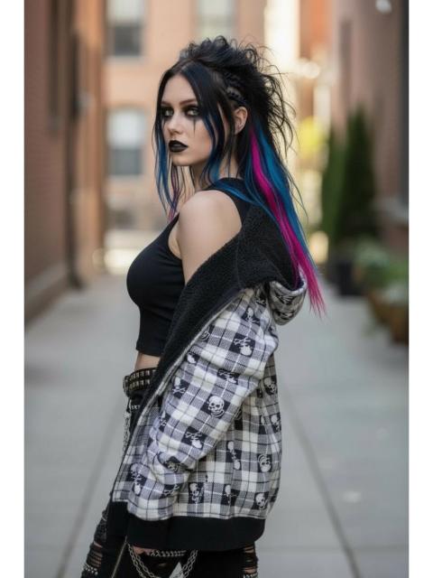 Other Designers Japanese Brand - ☠️ Sorridere Skull Check Fleece Lined Hoodie Harajuku Punk