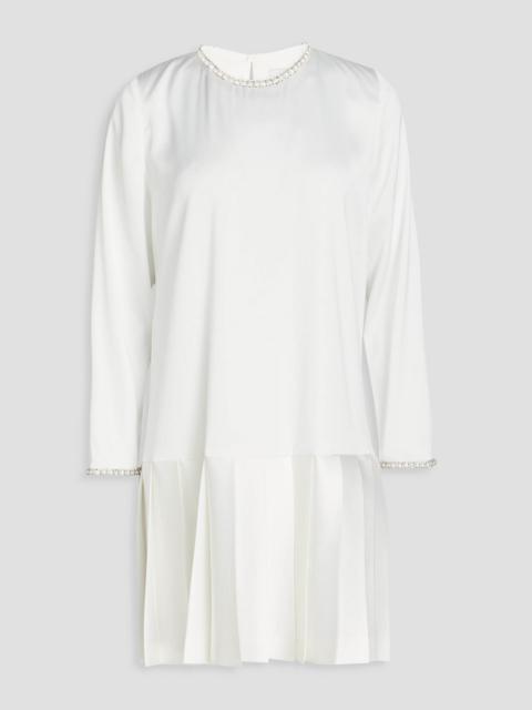 Sandro Pleated embellished crepe de chine mini dress