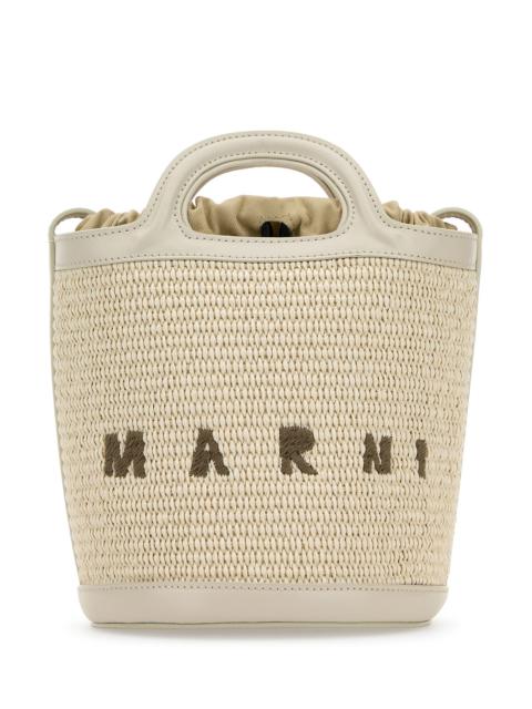 Marni Ivory leather and raffia Tropicalia bucket bag