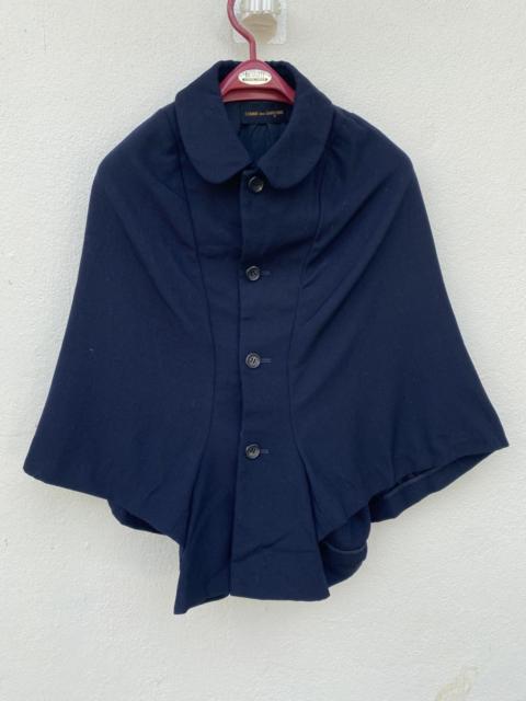 Comme Des Garçons VTG CDG Navy Wool Peter Pan Collar Cape Jacket Poncho