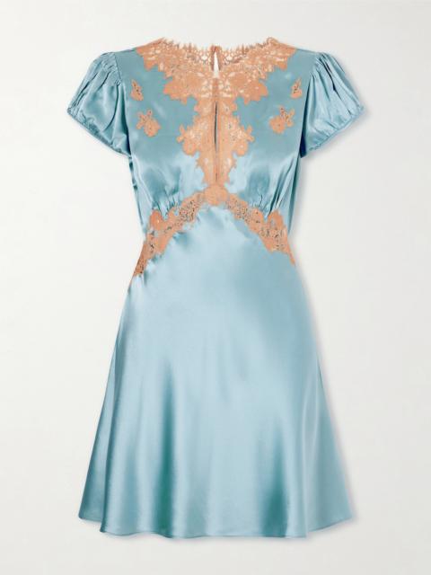 DÔEN Junia Lace-trimmed Silk-satin Mini Dress