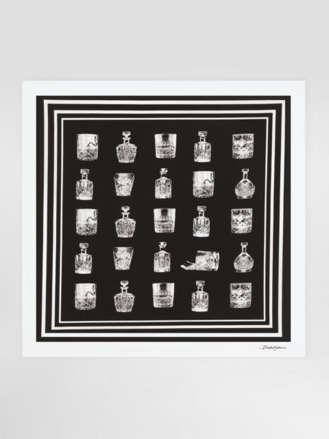 Silk scarf with liquor print