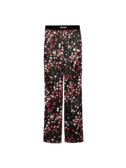 floral-print trousers