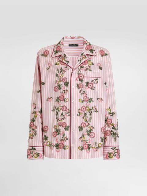 Dolce & Gabbana Cotton and silk vanity shirt with embroidery
