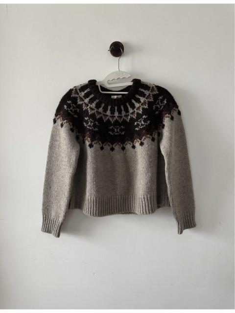 CELINE Celine Crew Neck Sweater in Triomphe Fair Isle Wool