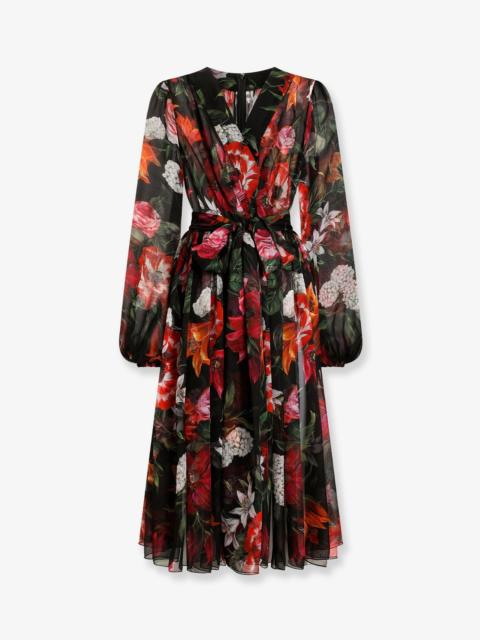 Dolce & Gabbana Dolce & Gabbana Chiffon Dress Floral Print Black