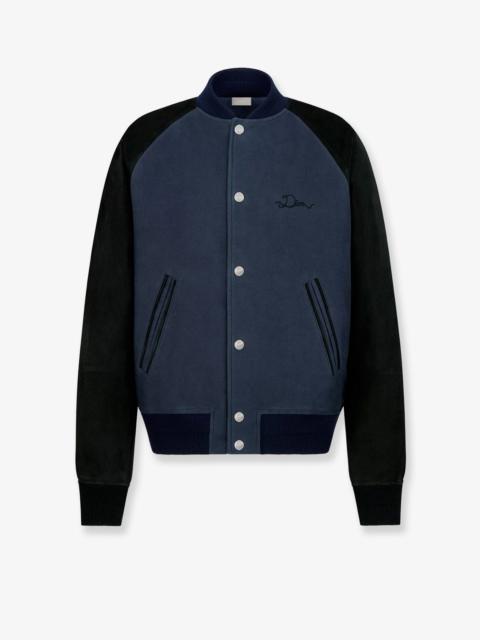 Dior Dior Men Dior Ribbon College Cotton And Suede Bomber