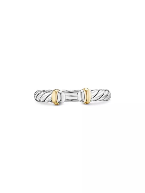 DAVID YURMAN Sterling Silver & 14K Yellow Gold Petite Cable Flex Ring