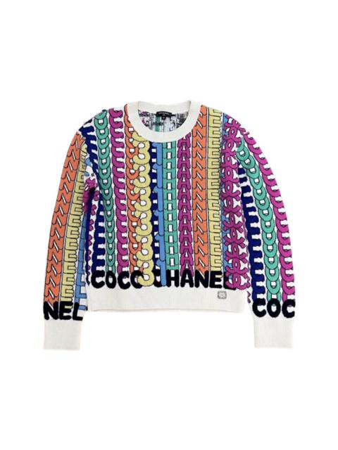 CHANEL Rainbow logo cashmere sweater