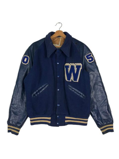 Other Designers VINTAGE LEATHER VARSITY JACKET JUMPER BIG LOGO USA