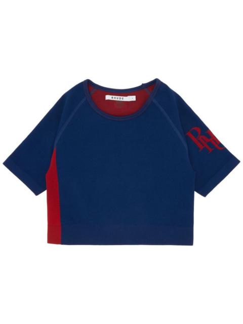 Rhude Rhude Women's Blue Red Stretch Cropped Top