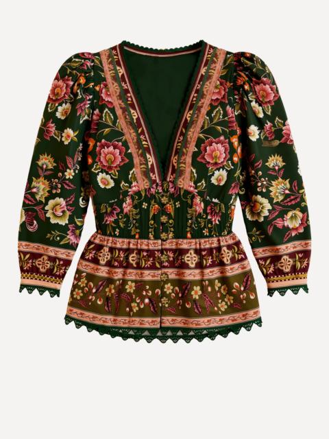 FARM RIO Green Flowering Garden Tree Blouse