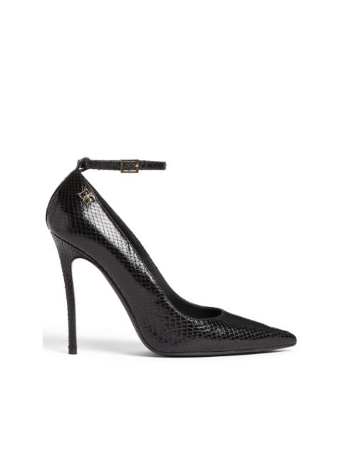 snakeskin-effect leather pumps