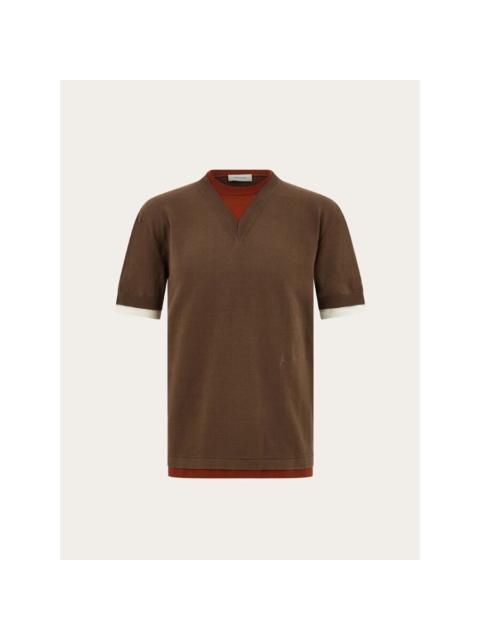 FERRAGAMO Ferragamo Brown Short Sleeve Sweater