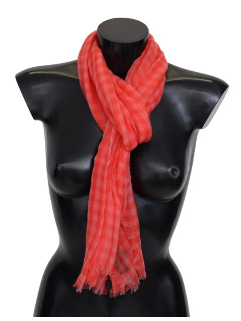 Missoni Missoni Orange Check Cashmere Unisex Wrap Fringes Scarf