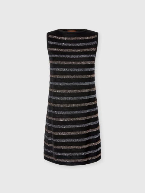 Missoni Missoni Sleeveless Striped Mini Dress With Sequins in Green& Brown at Nordstrom