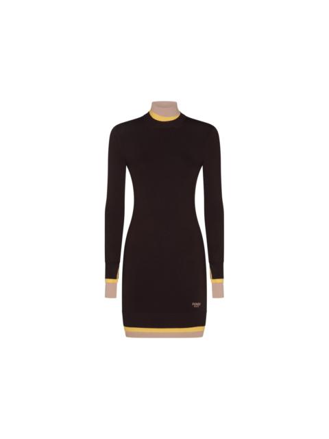 BLACK WOOL MINI DRESS