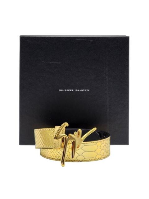 Giuseppe Zanotti Giuseppe Zanotti Logo Crocodile Leather Belt Gold One Size - NWB $495