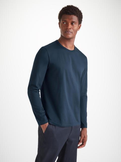 Derek Rose Men's Long Sleeve T-Shirt Barny Pima Cotton Navy