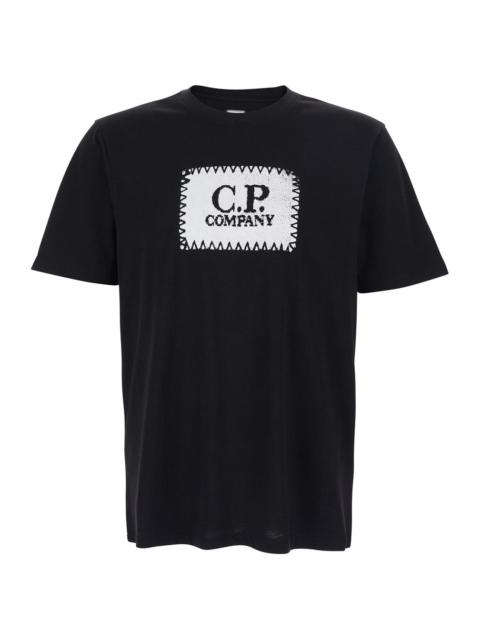 C.P. Company C.P. Company Men Black Crewneck T-Shirt With Logo On The Front In Cotton Man